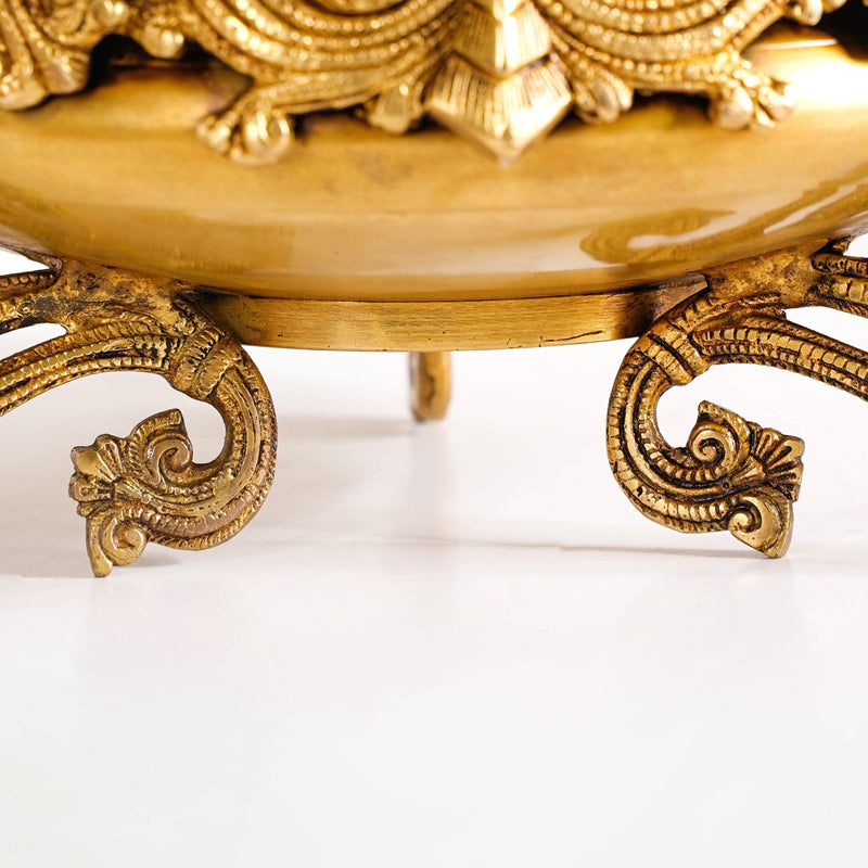 Brass Laddu Gopal Decorative Urli Bowl With Swing- Brass Laddu Gopal Urli, Decorative Urli Bowl, Swinging Laddu Gopal, Brass Home Decor