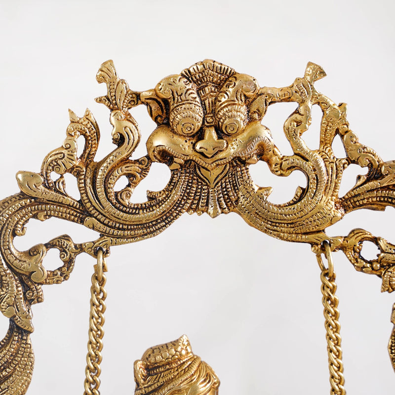 Brass Laddu Gopal Decorative Urli Bowl With Swing- Brass Laddu Gopal Urli, Decorative Urli Bowl, Swinging Laddu Gopal, Brass Home Decor