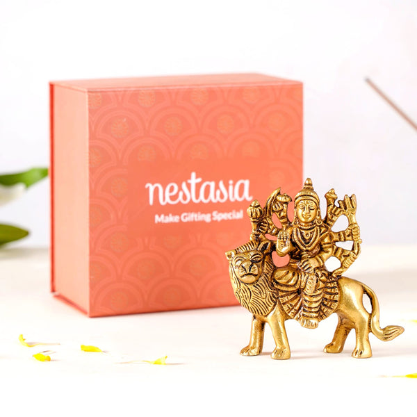 Simhavahini Goddess Durga Idol For Prayer Room 9cm