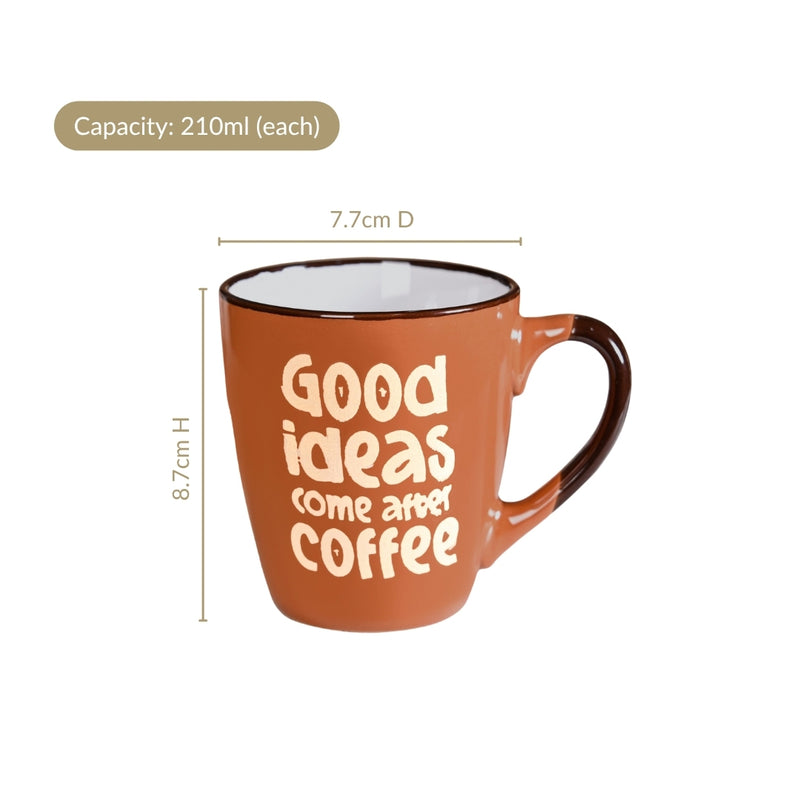 BrewTopia Ceramic Coffee Mug Set Of 4 210ml