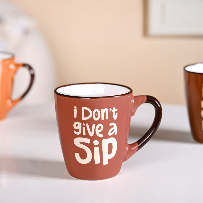 BrewTopia Ceramic Coffee Mug Set Of 4 210ml