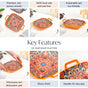 Bright Bloom Ceramic Serving Platter With Handles