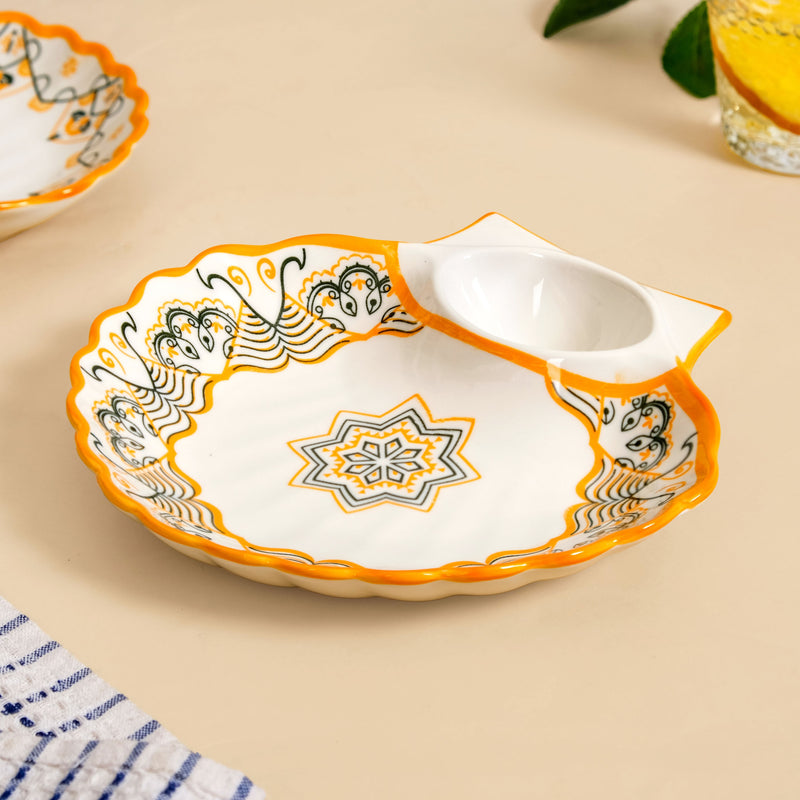 Bright Blossom Ceramic Section Plate Set Of 2