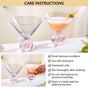Bubble Base Martini Glass Set Of 2 220ml Pink