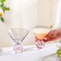 Bubble Base Martini Glass Set Of 2 220ml Pink
