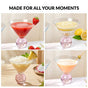 Bubble Base Martini Glass Set Of 2 220ml Pink
