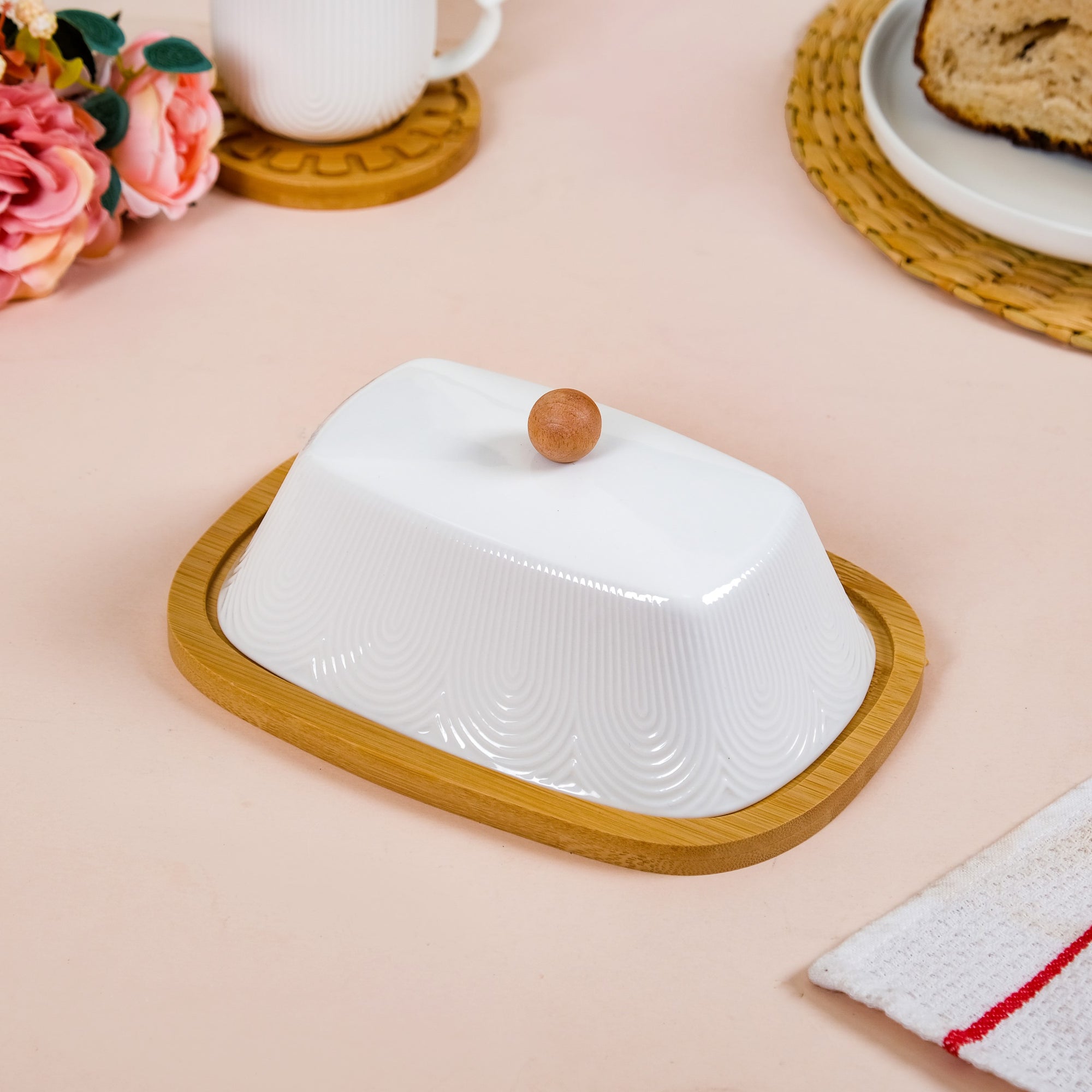 Rectangular Wooden Butter Dish With Ceramic Lid Online Premium