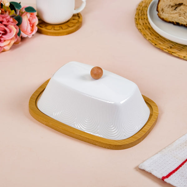 Blanca Rectangular Wooden Butter Dish With Ceramic Lid