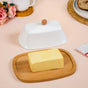 Rectangular Wooden Butter Dish With Ceramic Lid