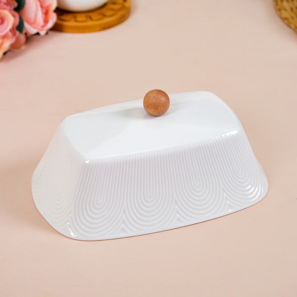 Blanca Rectangular Wooden Butter Dish With Ceramic Lid