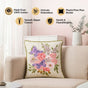 Butterfly Meadow Cotton Embroidered Cushion Cover 40x40cm