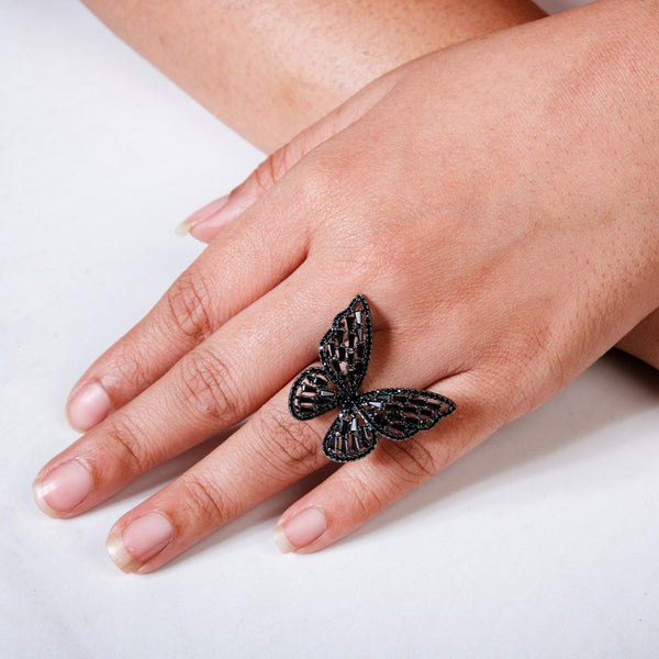 Butterfly Statement Ring Black