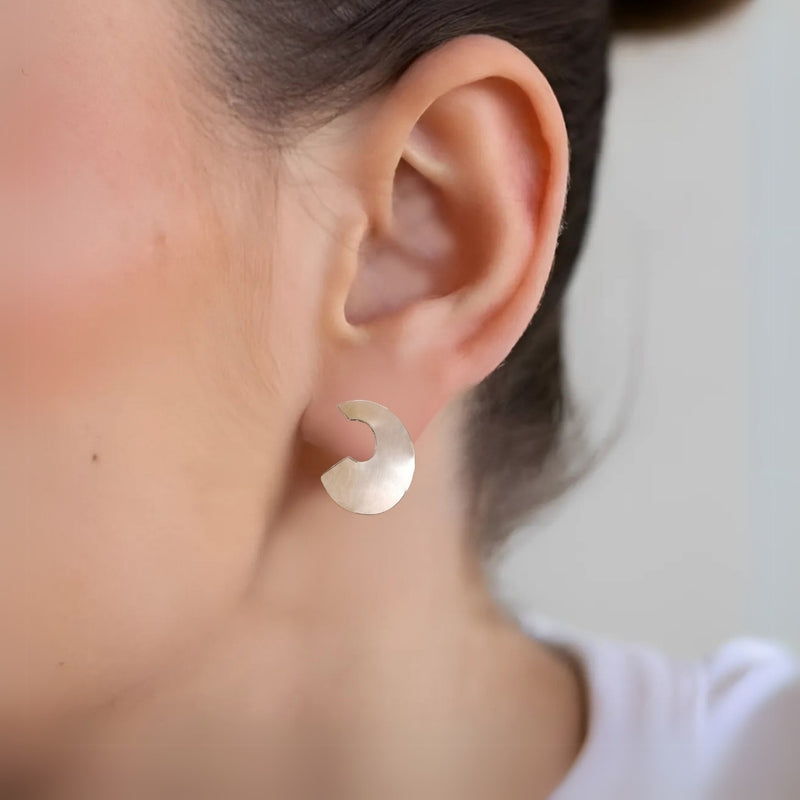 C Spiral Silver Drop Earrings