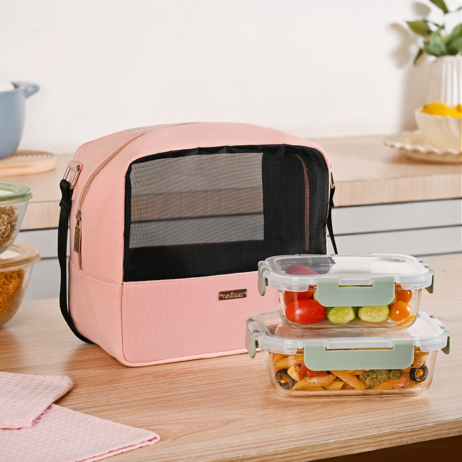 On The Go Mesh Lunch Bag Pink