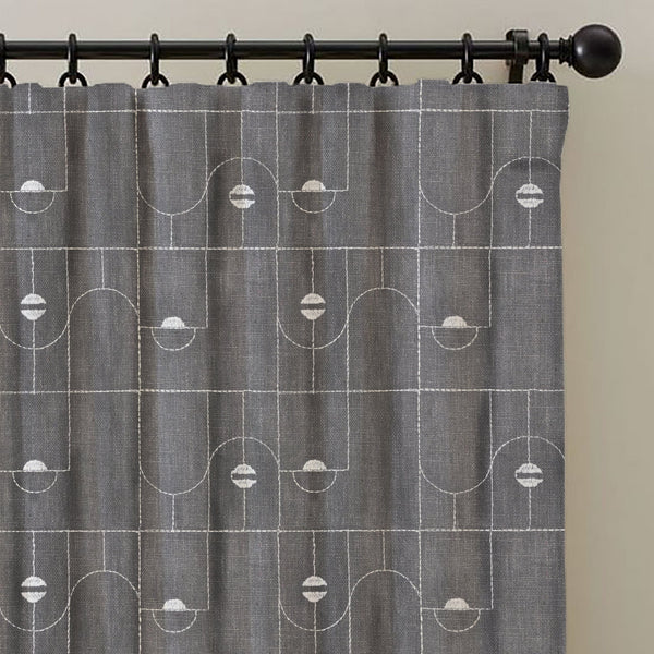 Set of 2 Embroidered Partition Cotton Curtain Grey 108x54 Inch