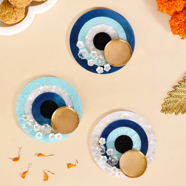 Set Of 3 Evil Eye Tea Light Holders