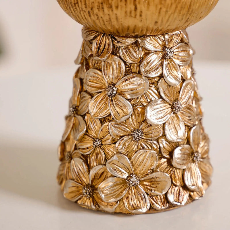 Antique Bronze Floral Candle Holder- Candle stand, candle holder, gold candle holder, antique candle holder, pillar candle holder, resin candle holder