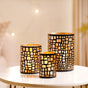 Set of 3 Luxe Metal Cutwork Votive Holder