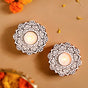 Handmade Floral Mandala Tea Light Holder Set Of 2 - Handmade Floral Mandala Tea Light Holder, Artistic Tea Light Holders, Mandala Candle Holders