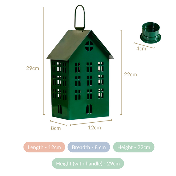Cutwork House Lantern With Handle Green