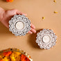 Handmade Floral Mandala Tea Light Holder Set Of 2 - Handmade Floral Mandala Tea Light Holder, Artistic Tea Light Holders, Mandala Candle Holders