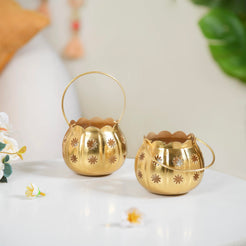 Gold Metal Votive Holder Set Of 2 - Votive Holder, Candle Holder, Metal Votive Holder Gold, Decorative Gold Votive Holder