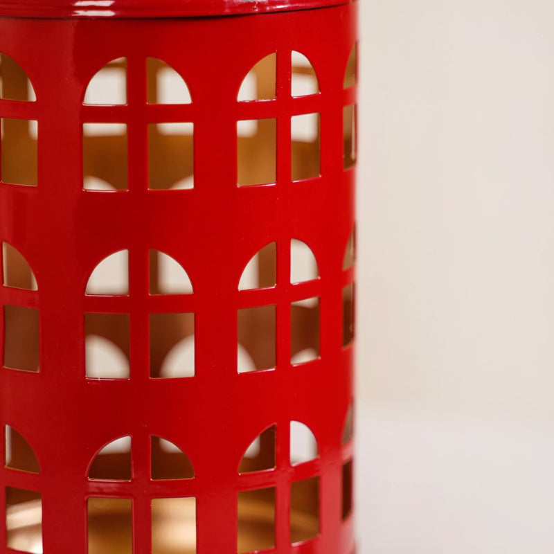 Festive Red Candle Holder With Handle Set of 2- Metal Candle Holder, Candle Holder with Handle, Decorative Candle Holder, Glow Candle Holder