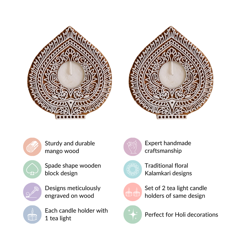 Spade Shape Decorative Candle Holder Set Of 2