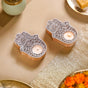 Set Of 2 Hamsa Hand Mango Wood Tea Light Holders