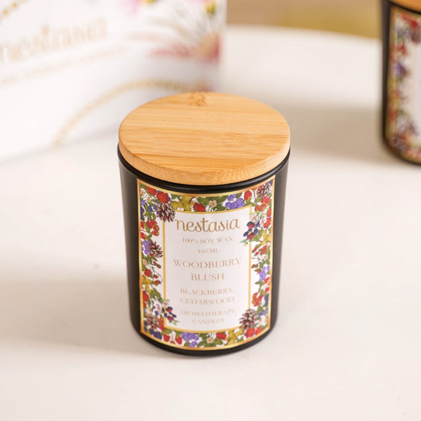 Woodberry Scented Candle Jar With Lid Set Of 2