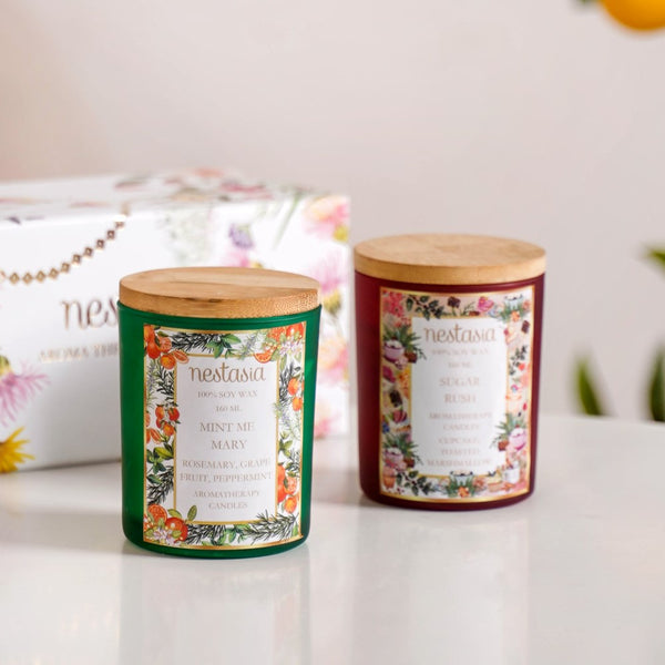 Sugar Rush & Mint Rosemary Scented Candles Set Of 2