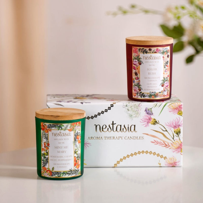 Sugar Rush & Mint Rosemary Scented Candles Set Of 2