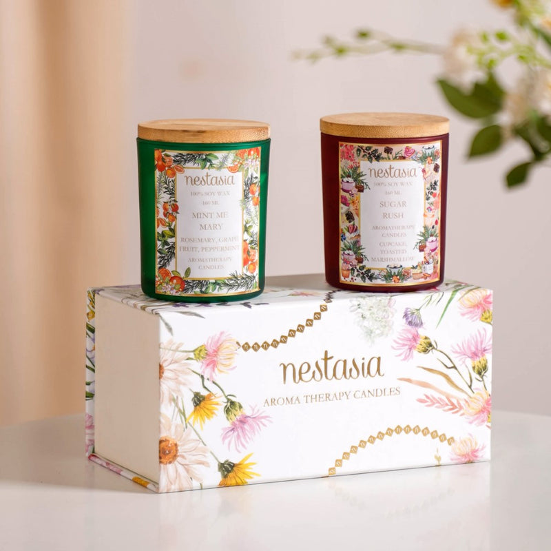 Sugar Rush & Mint Rosemary Scented Candles Set Of 2