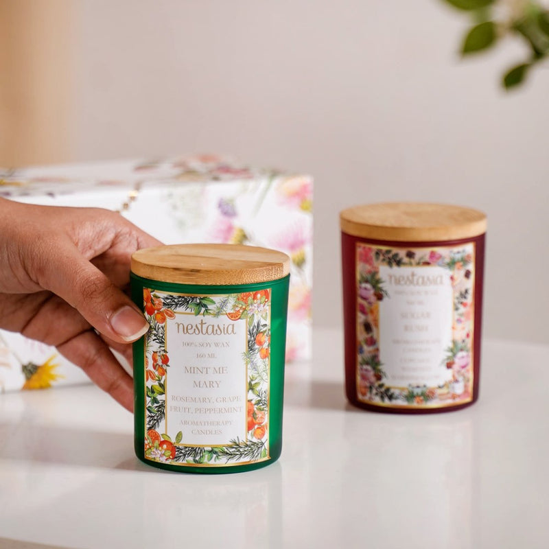 Sugar Rush & Mint Rosemary Scented Candles Set Of 2