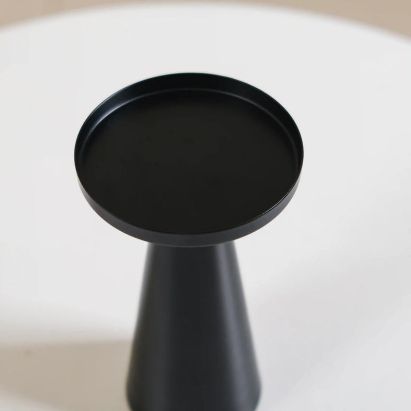 Matte Black Pillar Candle Stand Set Of 2