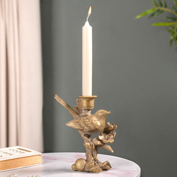 Gold Bird On Branch Candle Stand