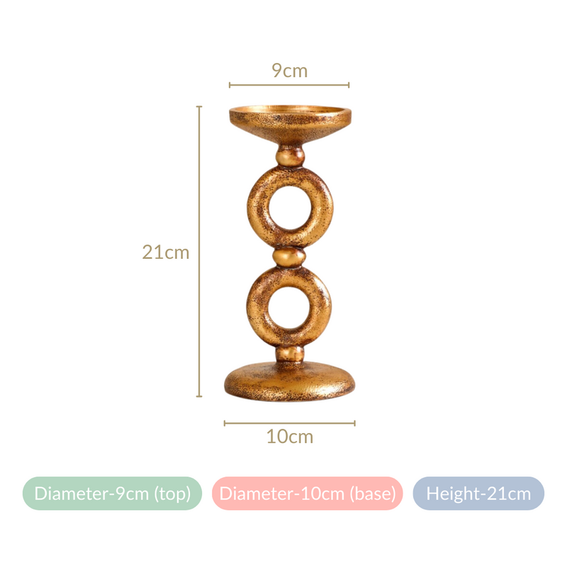Eternal 2 Ring Candle Stand Gold