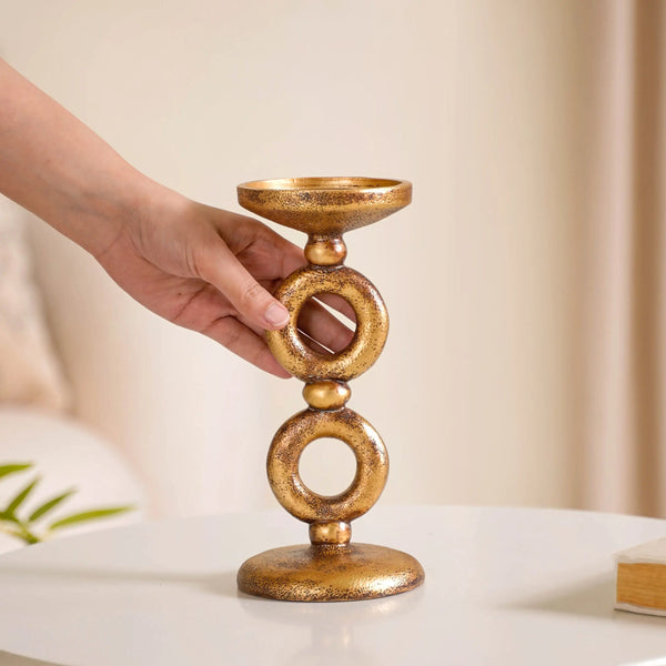 Eternal 2 Ring Candle Stand Gold