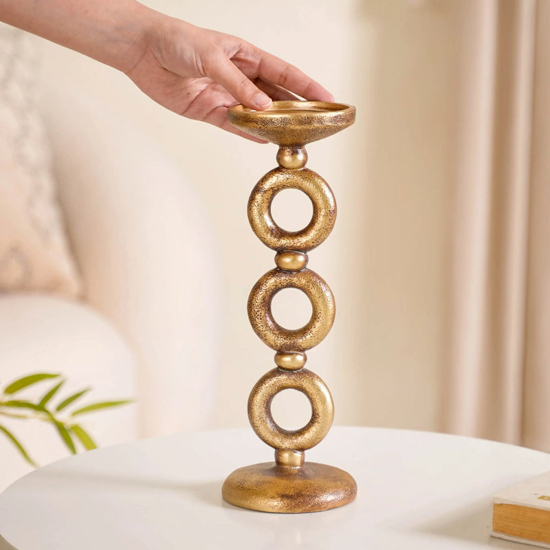 Eternal 3 Ring Candle Stand Gold
