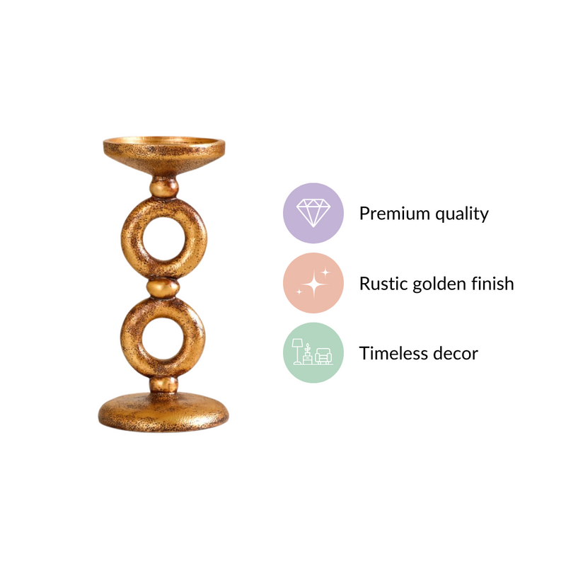 Eternal 2 Ring Candle Stand Gold