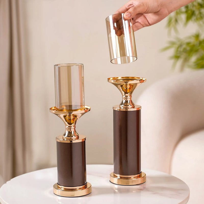 Set Of 2 Luxury Pillar Candle Holder