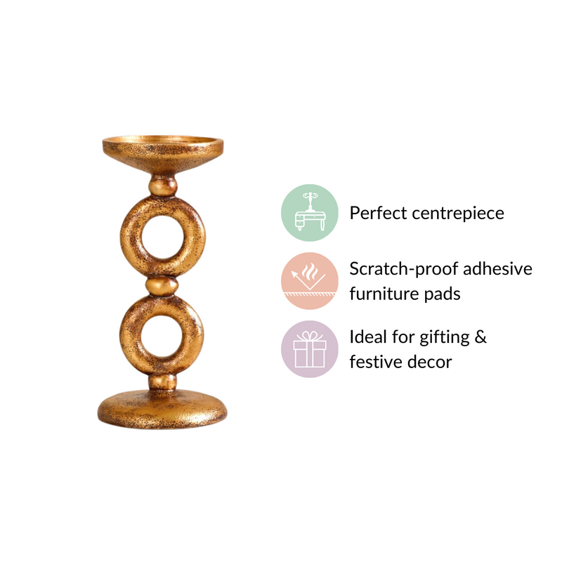 Eternal 2 Ring Candle Stand Gold
