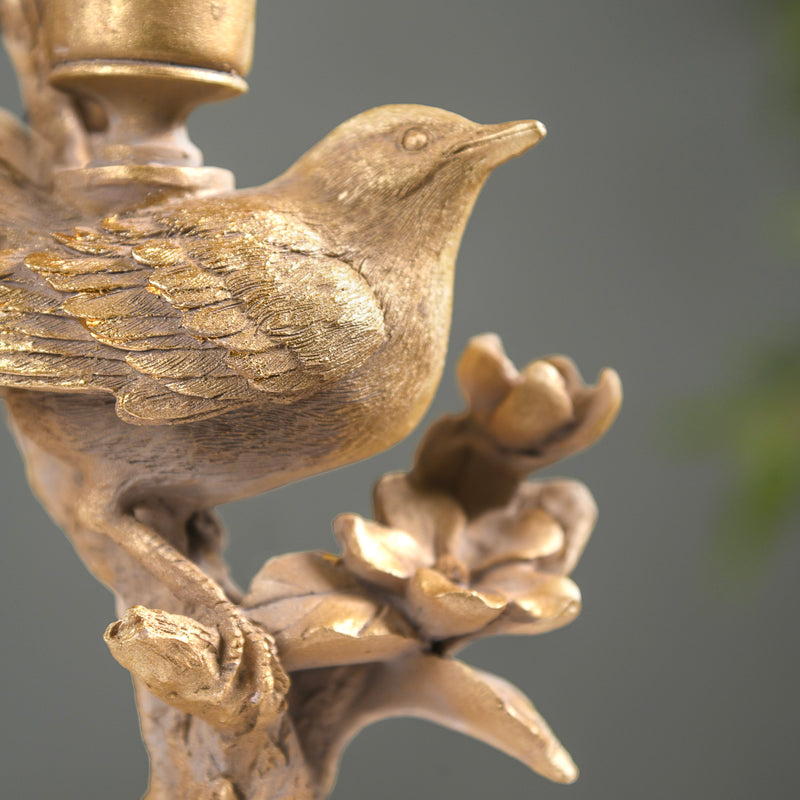 Gold Bird On Branch Candle Stand