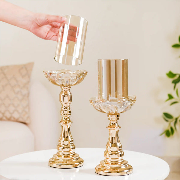 Flower Glass Candle Holder Set Of 2