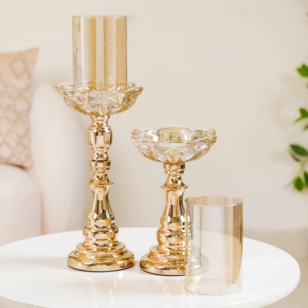 Flower Glass Candle Holder Set Of 2