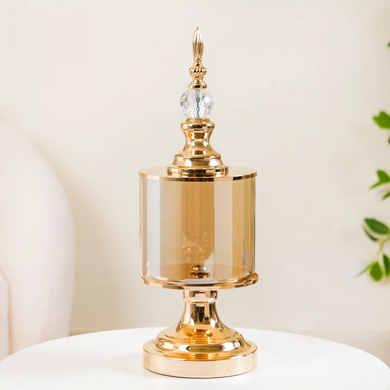 Gold Decor Jars Set Of 2 - Gold Decor Jars, Set of 2 Gold Jars, Decorative Gold Storage Jar