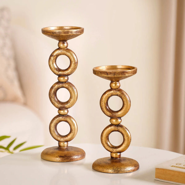 Eternal 2 Ring Candle Stand Gold