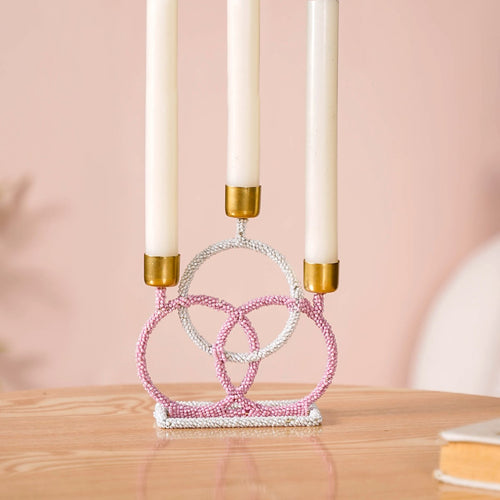 Beaded Candle Holder For Home Decor- Candle decor, candle stands, candle holders, glass candle holders, gold candle holders