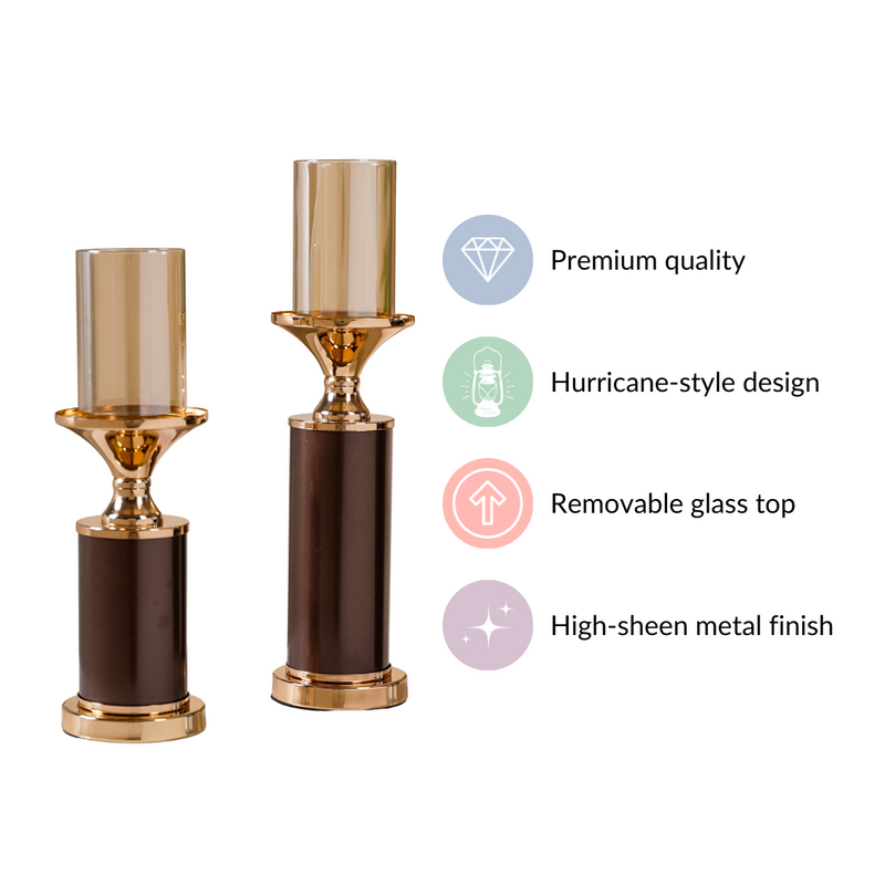 Set Of 2 Luxury Pillar Candle Holder