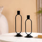 Minimalist Metal Taper Candle Holder Set of 2 Black